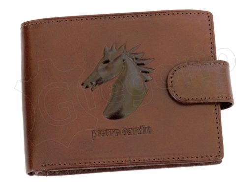 Pierre Cardin Man Leather Wallet with Horse Brown-5047