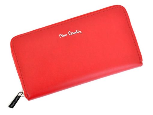 Pierre Cardin Women Leather Wallet with Zip Violet-5088