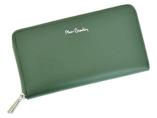 Pierre Cardin Women Leather Wallet with Zip Grey-5113