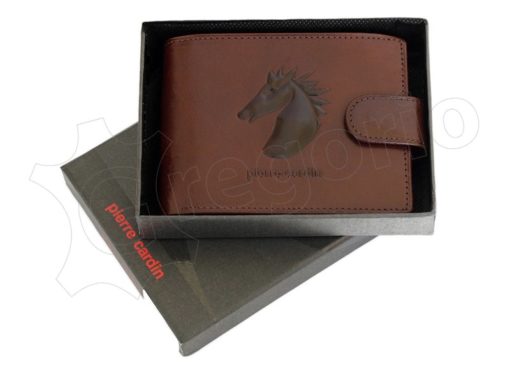 Pierre Cardin Man Leather Wallet with Horse Brown-5051