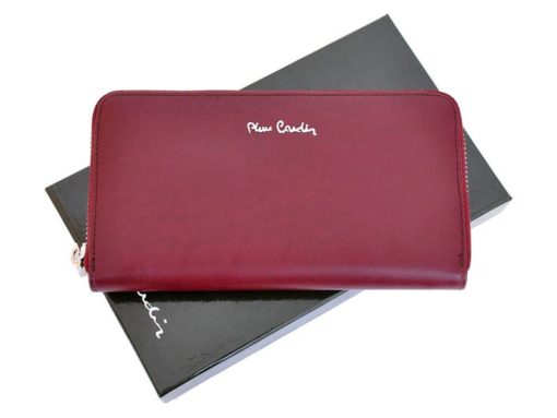 Pierre Cardin Women Leather Wallet with Zip Dark Red-5142