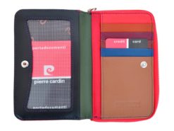 Pierre Cardin Women Leather Wallet with Zip Claret-5934
