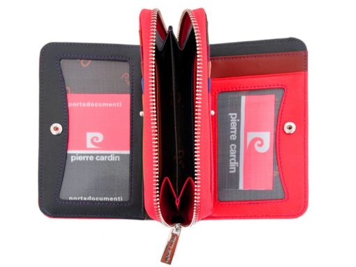 Pierre Cardin Women Leather Wallet with Zip Claret-5939