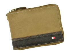 Always Wild Man Leather Wallet with zip and chain dark and light brown-7183