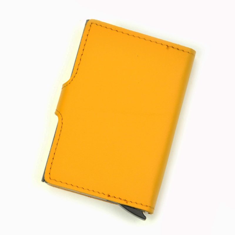 Gregorio Leather wallet with aluminum RFID smart card case – Yellow CCH ...