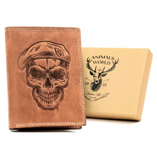 ANIMALS SKULL Man Leather Wallet Carmel - N4-CHM