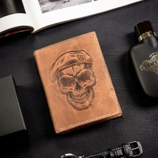 ANIMALS SKULL Man Leather Wallet Carmel - N4-CHM - Image 7